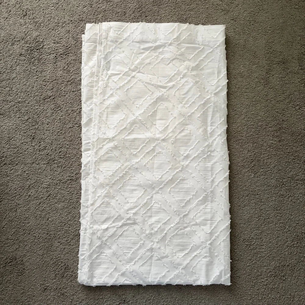 Textured White Fabric Shower Curtain